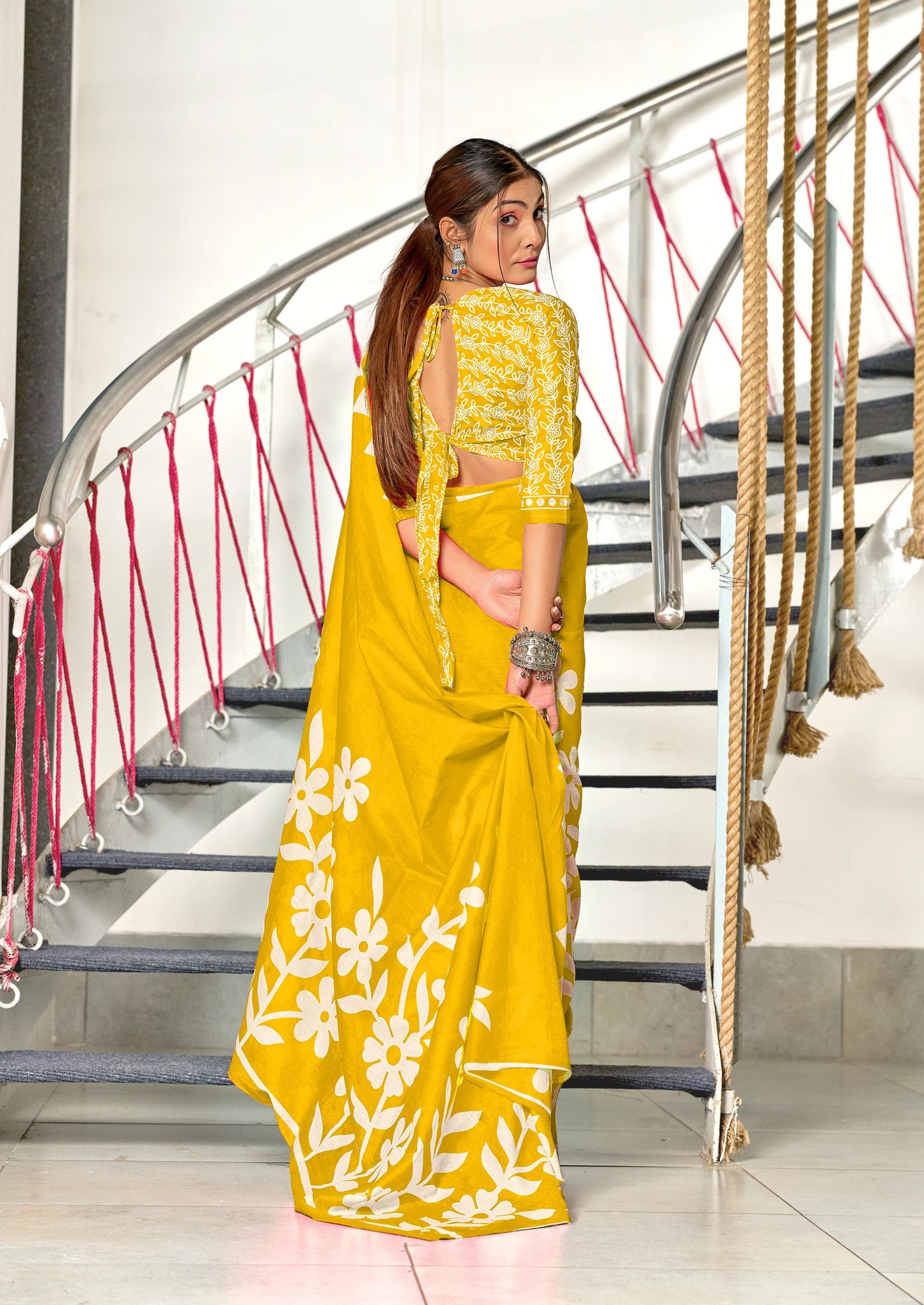 Kayatri New Soft Pure Cotton Fancy Block Print Saree