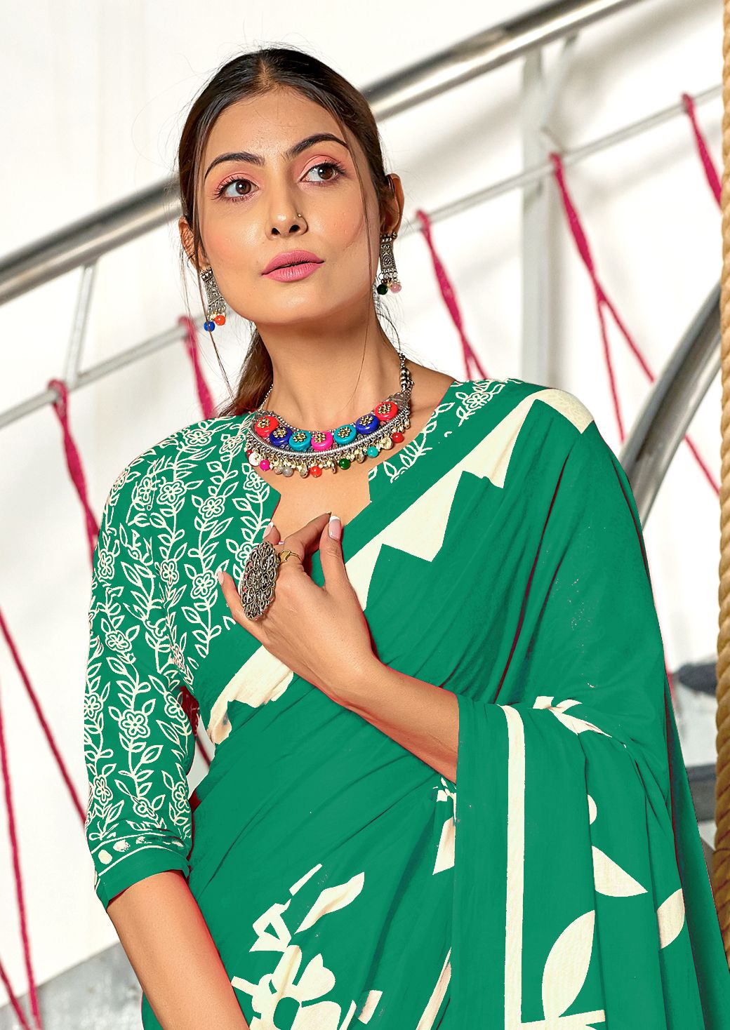 Kayatri New Soft Pure Cotton Fancy Block Print Saree