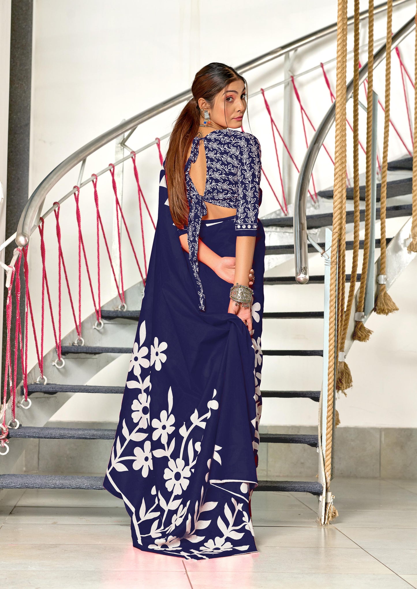 Kayatri New Soft Pure Cotton Fancy Block Print Saree
