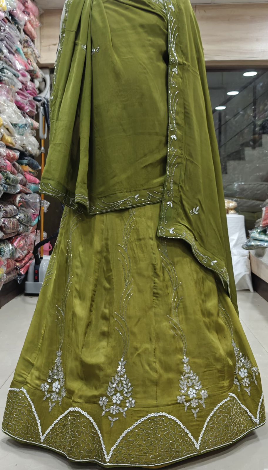 Kayatri New Pure Upada Silk Handmade Khatli Work Lehenga