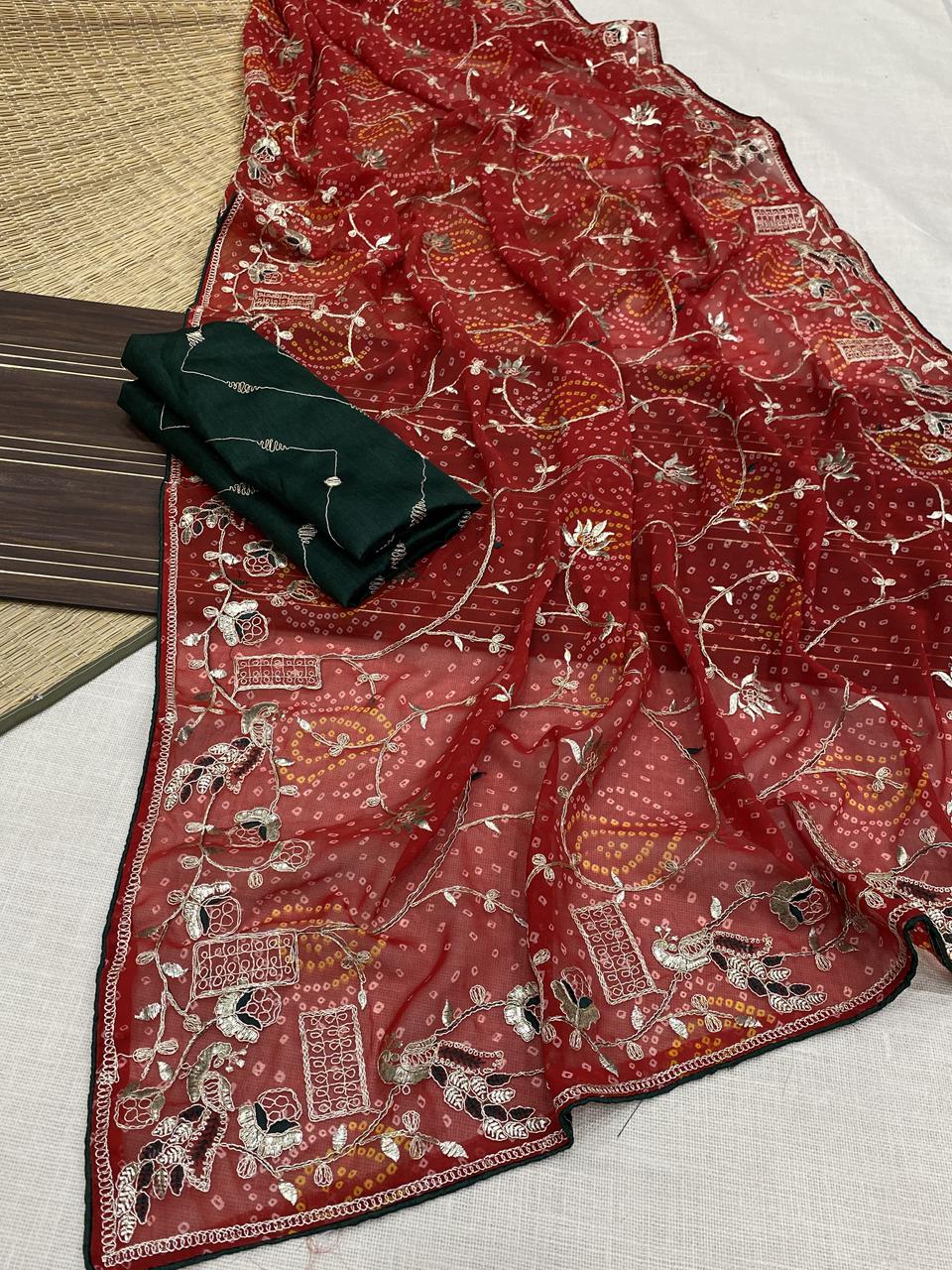 Kayatri New Georgette Bandhani Print Saree