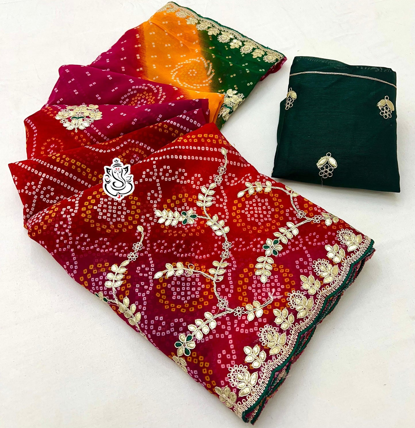 Kayatri New Soft Georgette CYC Pachrangi Saree