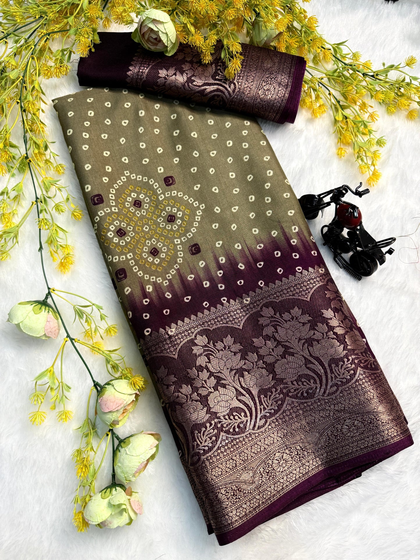 Kayatri New Pure Dola Silk Bandhani Style Saree
