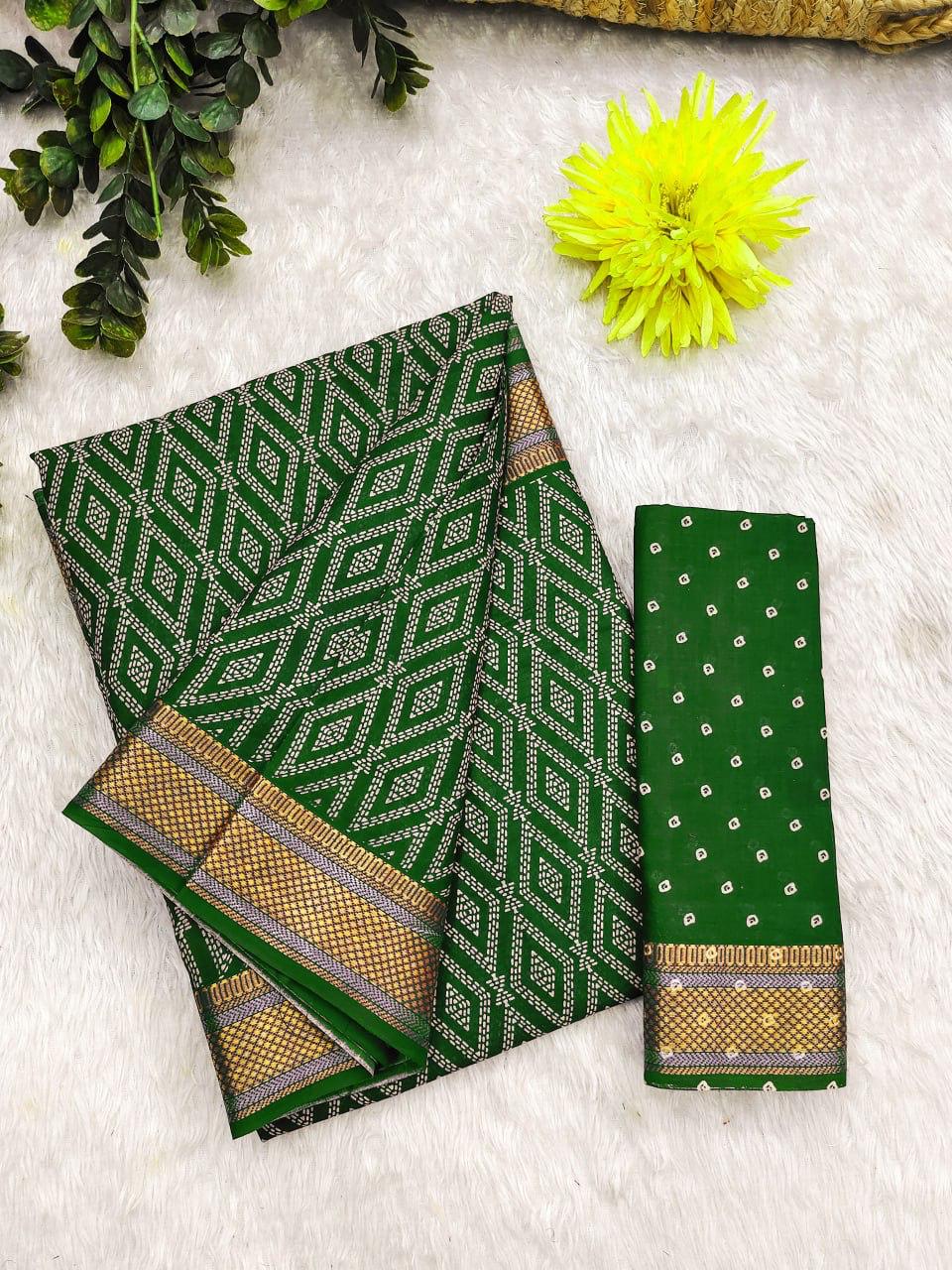 Kayatri New Mulmul Hand Block Print With Zari Border Saree