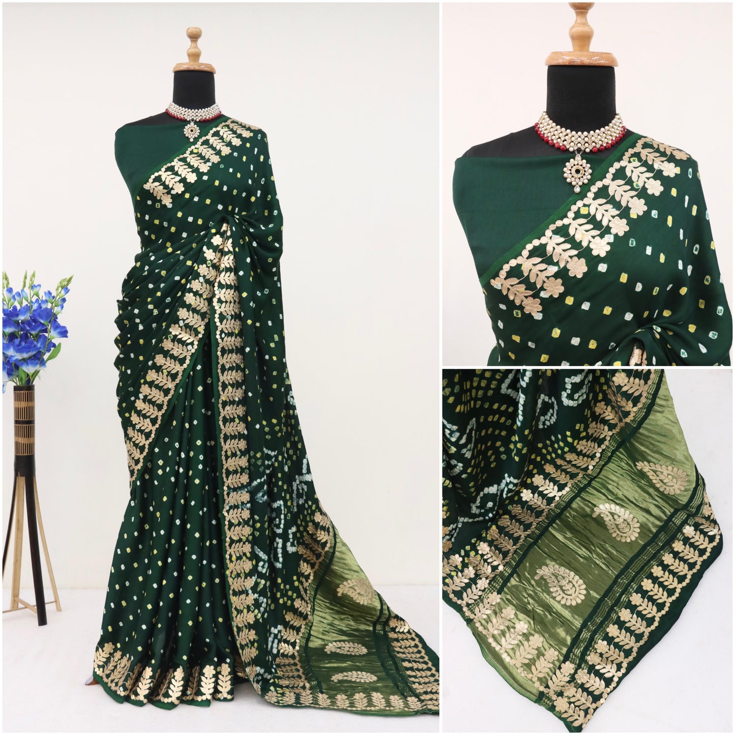 Kayatri New Ek Dani Bandhani With Pure Lagadi Patta Pallu Saree