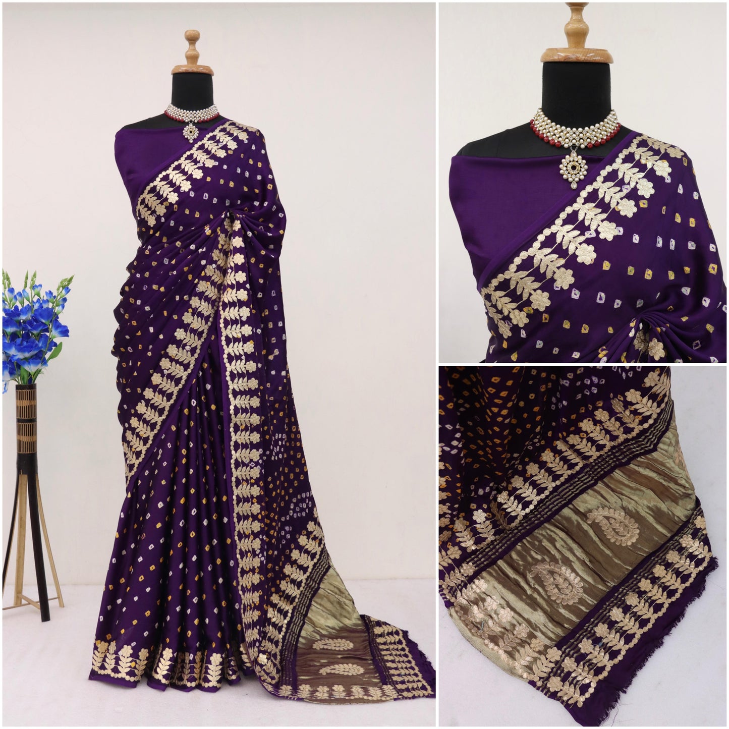 Kayatri New Ek Dani Bandhani With Pure Lagadi Patta Pallu Saree