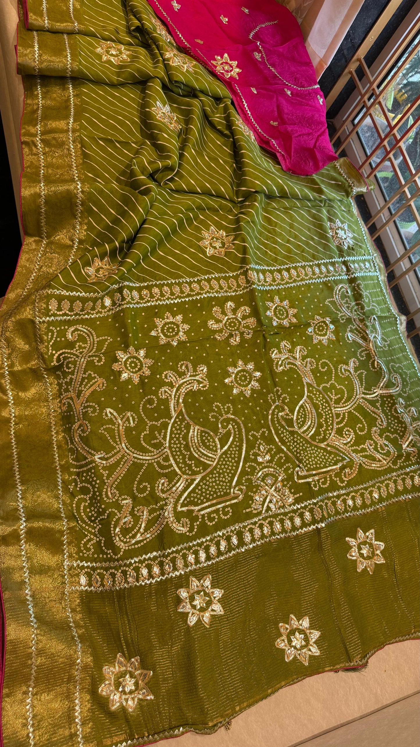 Kayatri New Pure Upada Silk Leheriya Style Saree