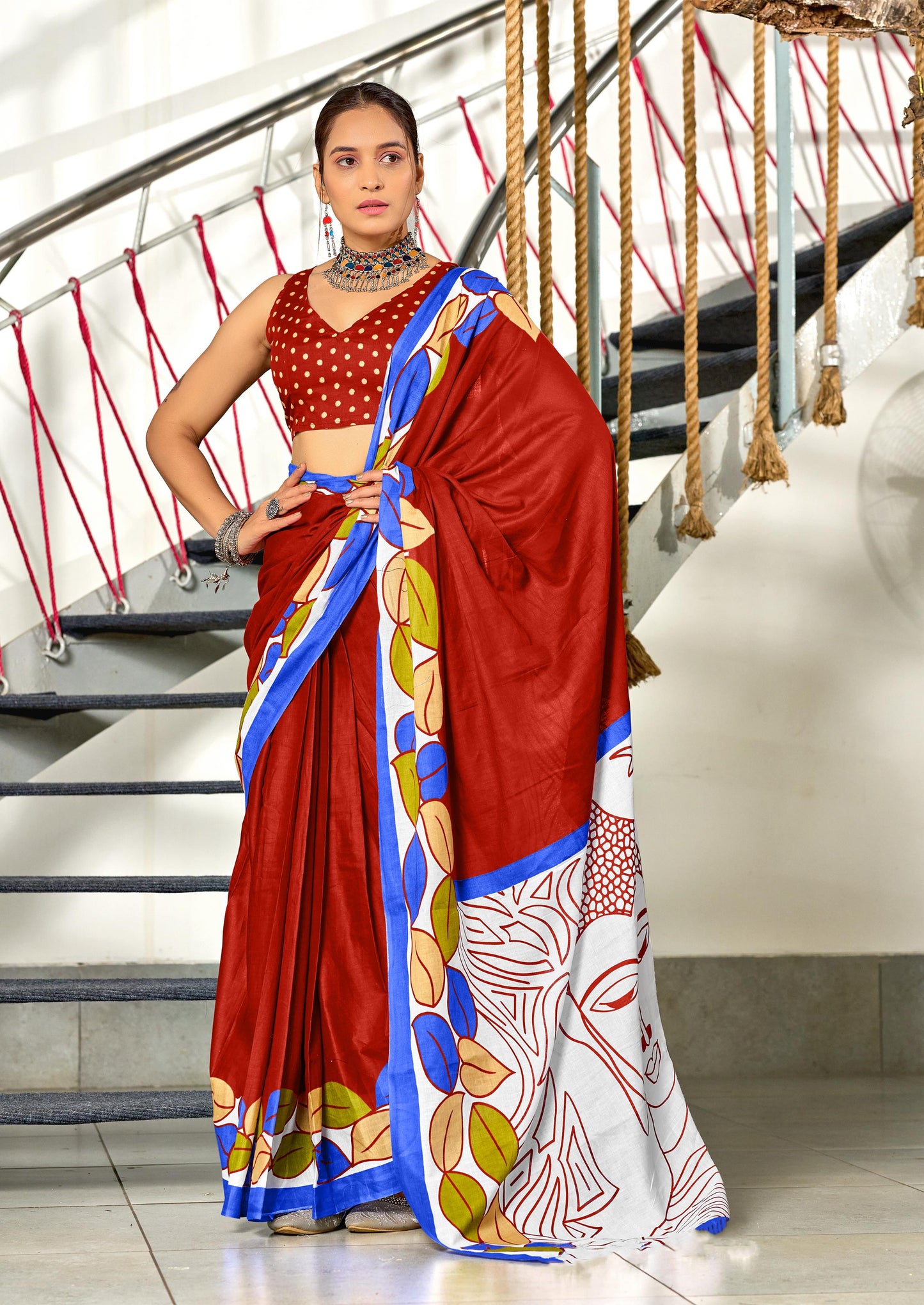 Kayatri New Soft Pure Cotton Fancy Bagru Block Print Saree