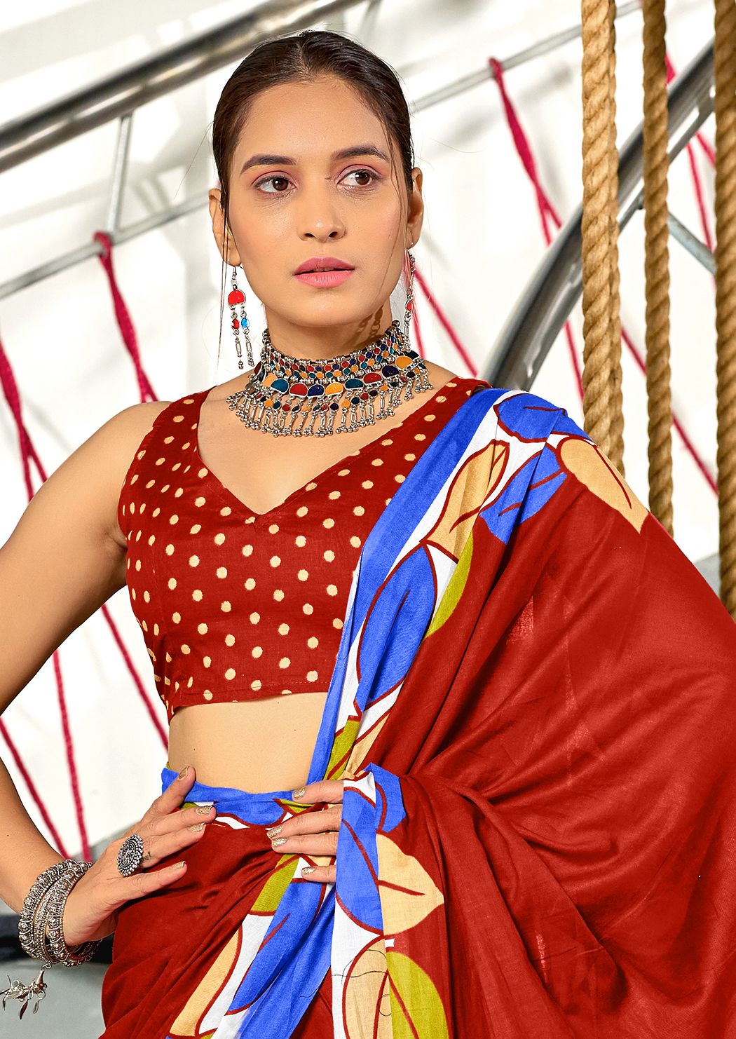 Kayatri New Soft Pure Cotton Fancy Bagru Block Print Saree