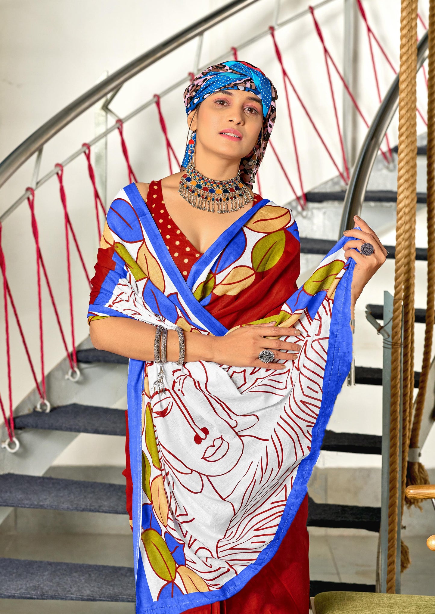 Kayatri New Soft Pure Cotton Fancy Bagru Block Print Saree