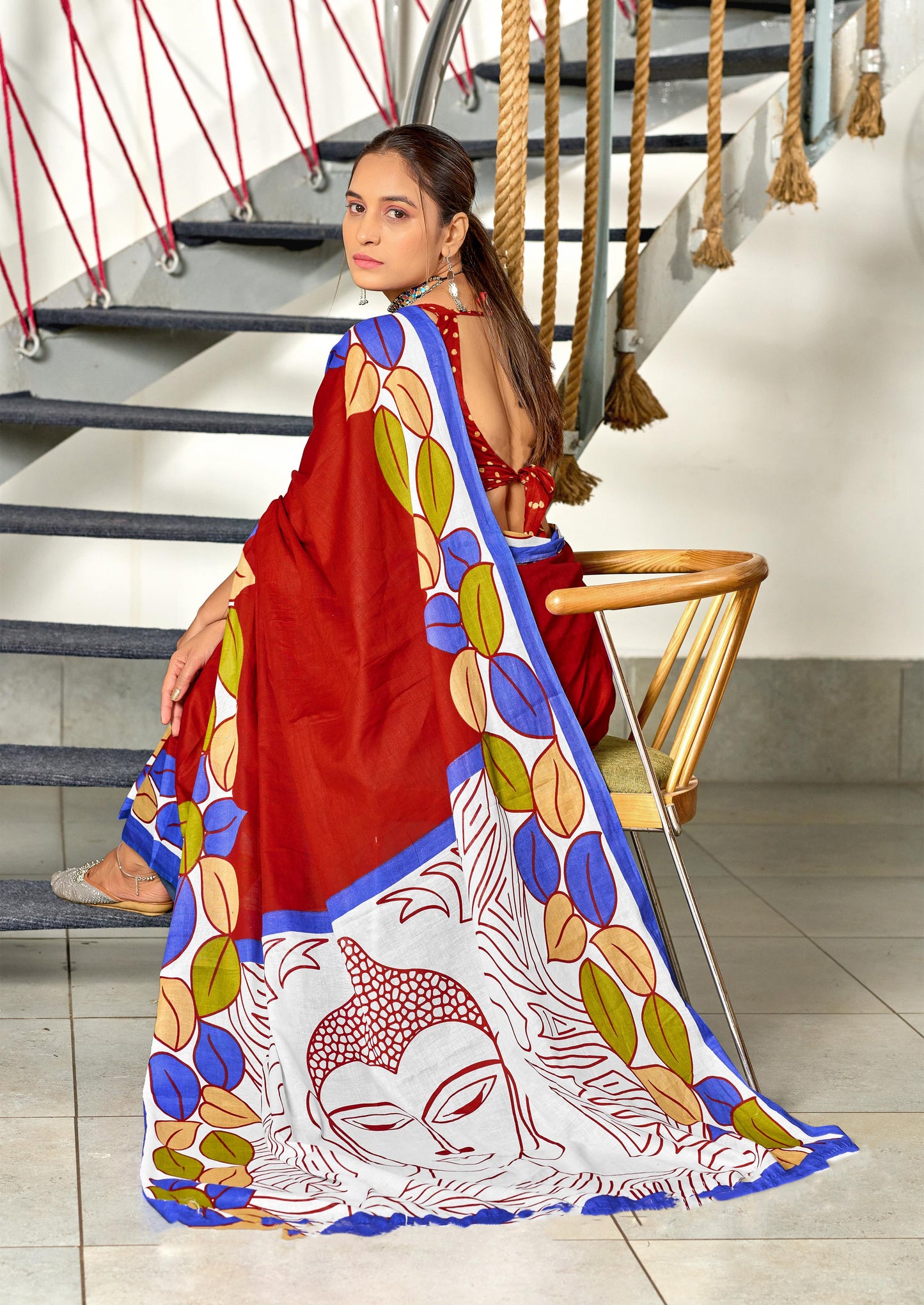 Kayatri New Soft Pure Cotton Fancy Bagru Block Print Saree