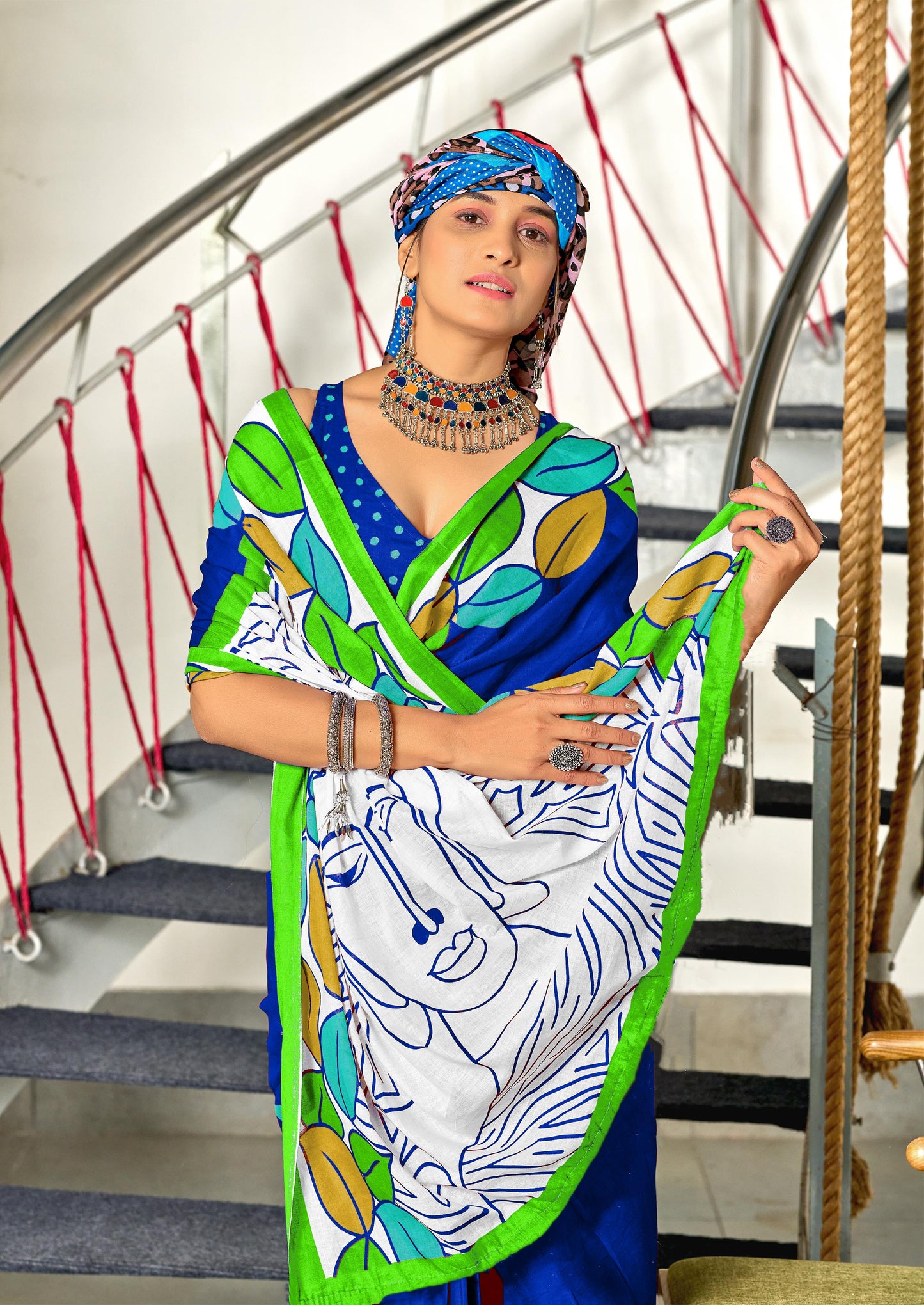 Kayatri New Soft Pure Cotton Fancy Bagru Block Print Saree