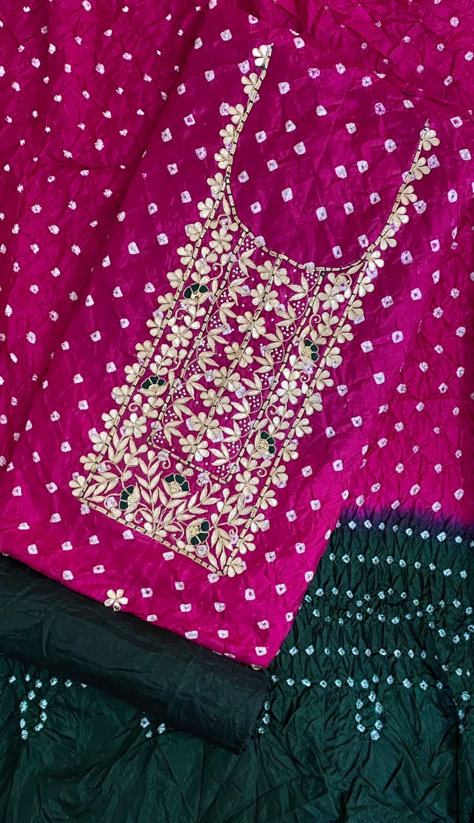 Kayatri New Beautiful Heavy Silk Fabric Bandhej Suits