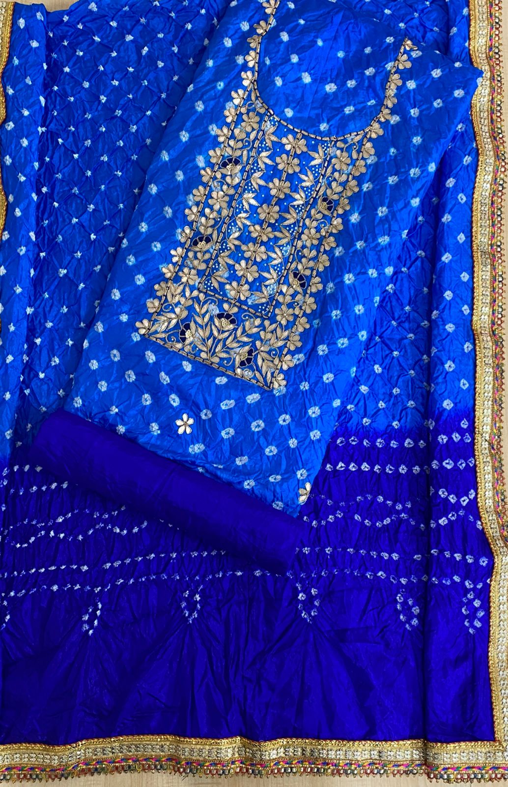 Kayatri New Beautiful Heavy Silk Fabric Bandhej Suits