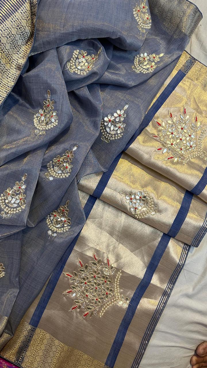 Kayatri New Designer Tissue Silk Handwork Saree