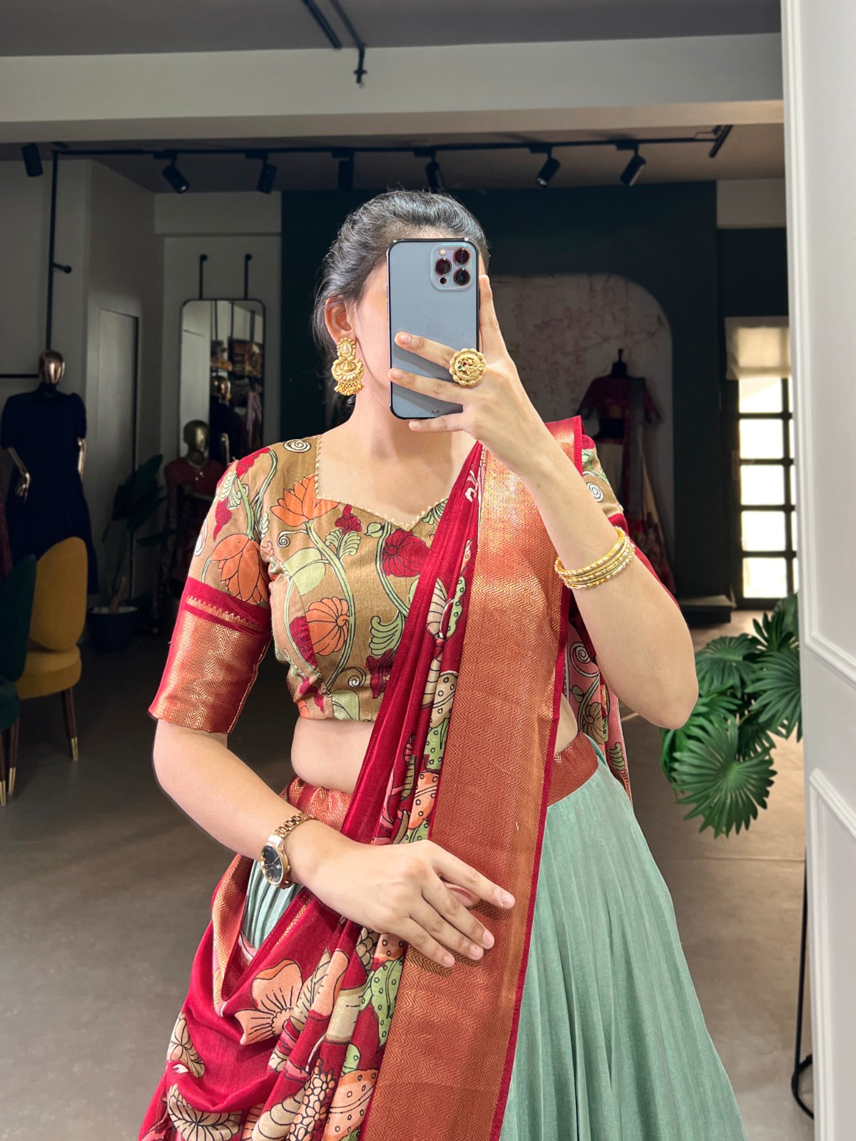 Kayatri New Designer Dola Silk Kalamkari Print Lehenga