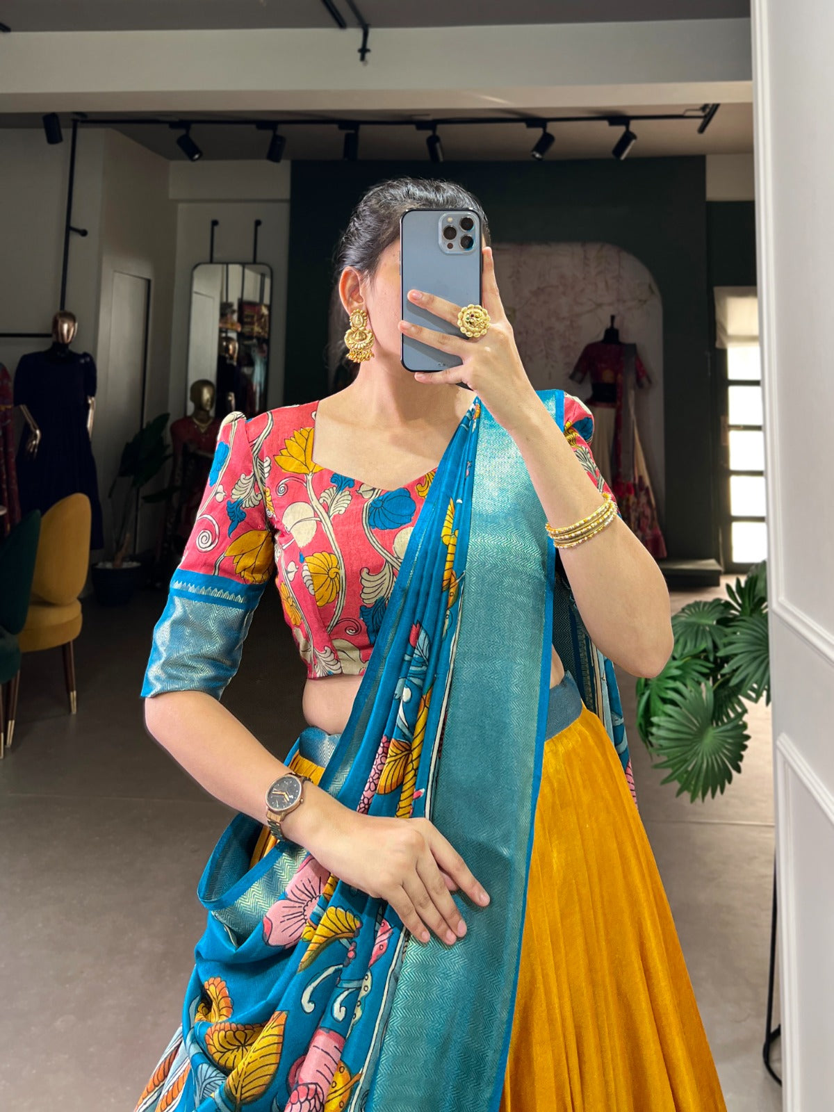 Kayatri New Designer Dola Silk Kalamkari Print Lehenga