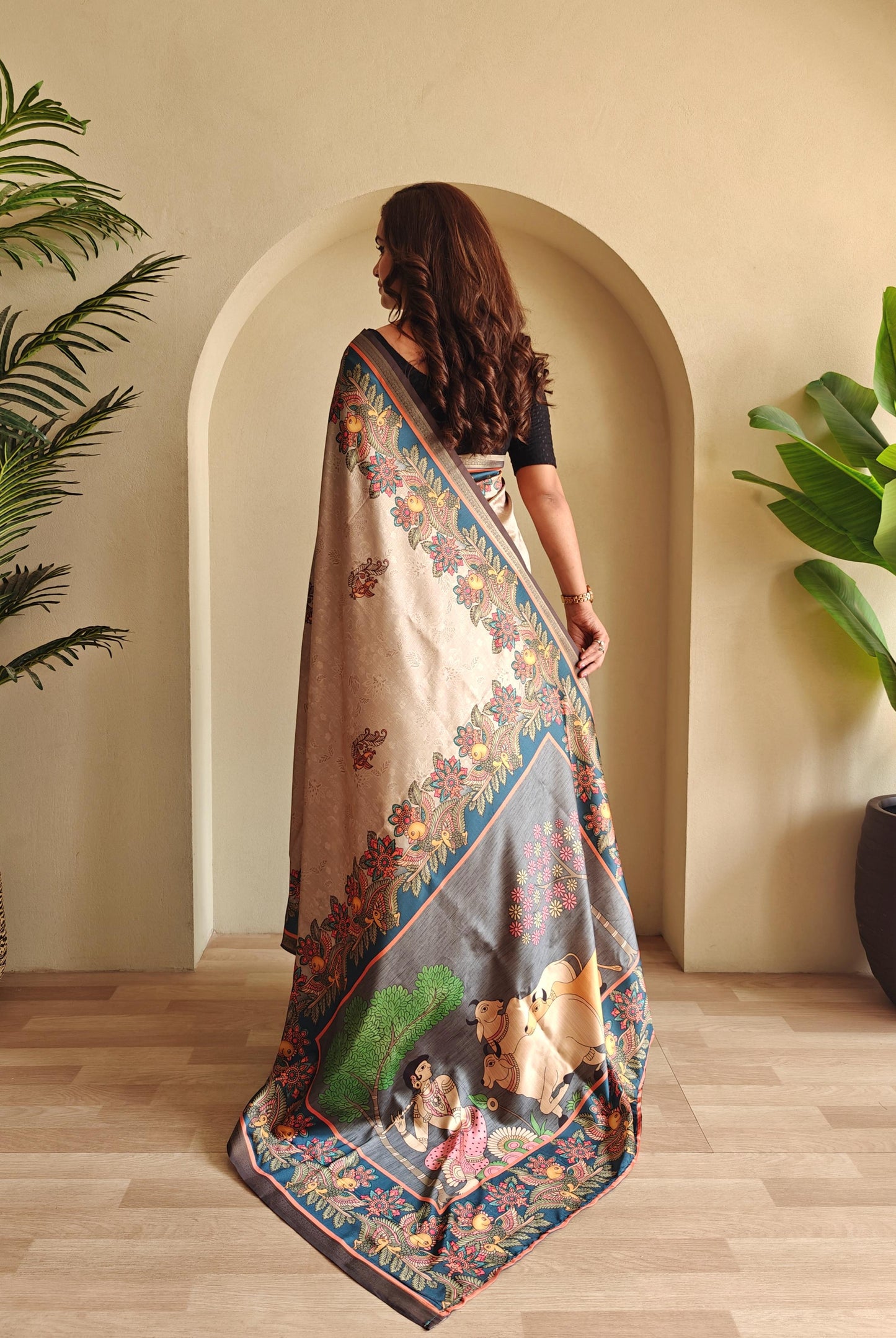 Kayatri New Soft Silk Kalamkari Printed Saree