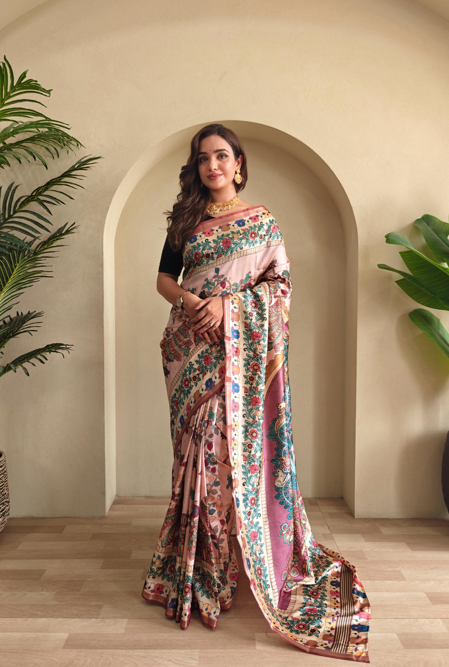 Kayatri New Soft Silk Kalamkari Printed Saree