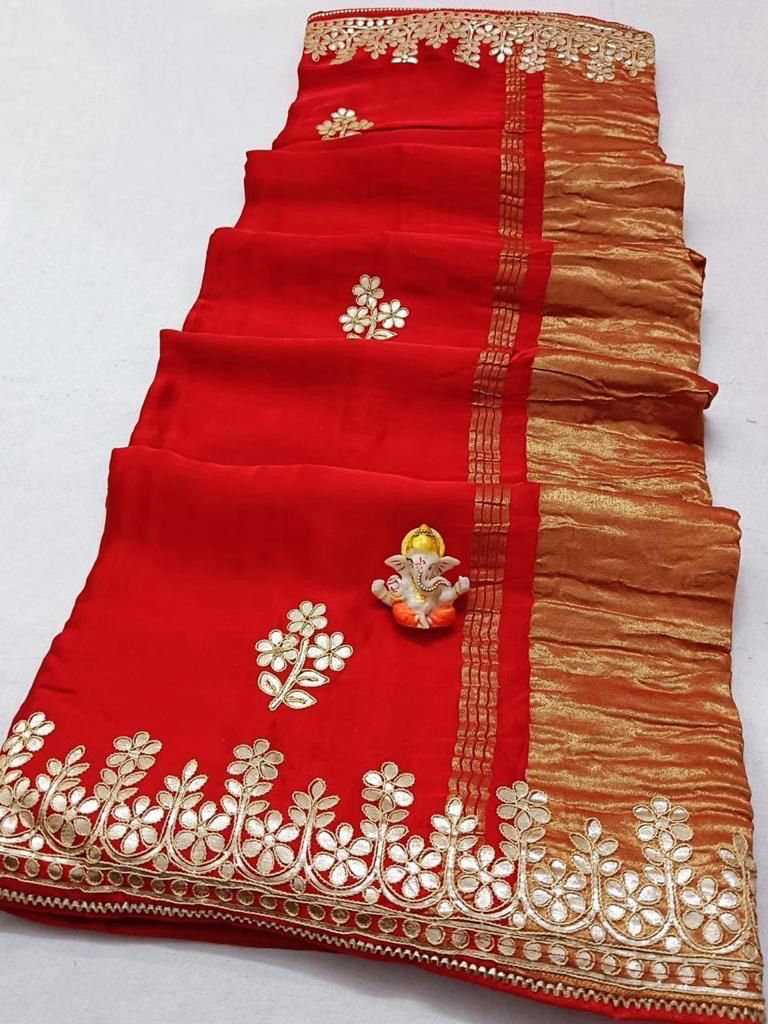 Kayatri New Pure Gaji Silk Hand Gotapatti Saree