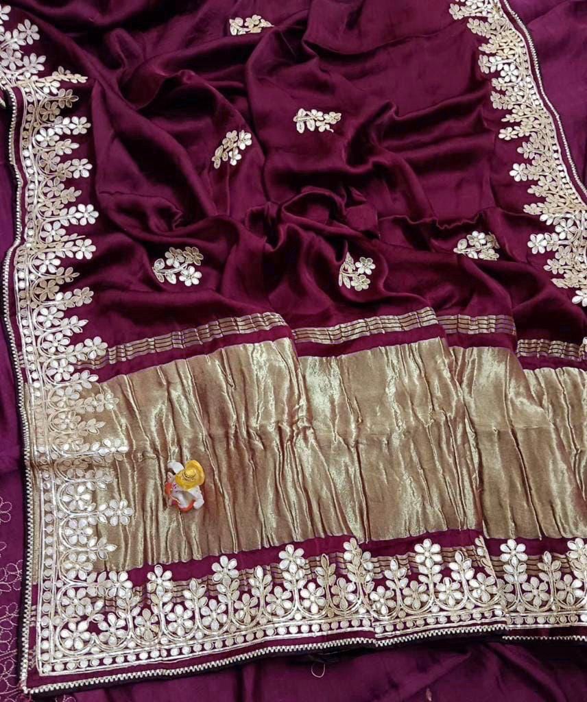 Kayatri New Pure Gaji Silk Hand Gotapatti Saree