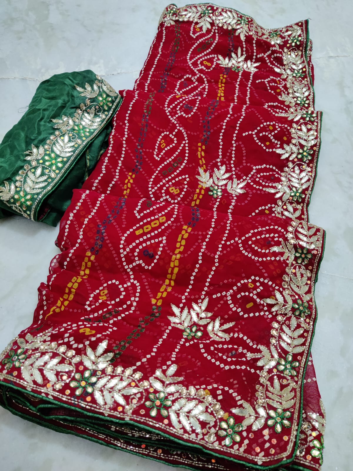 Kayatri New Designer Bandhani Style Cutdana Work Saree
