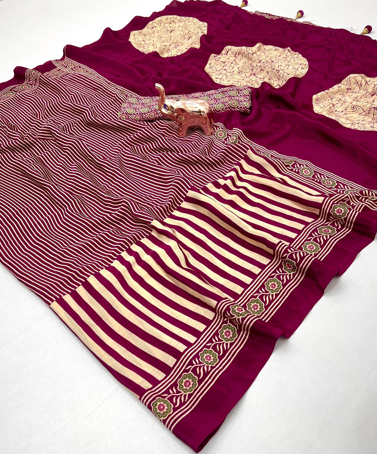 Kayatri New Pure Crape Satin Ajrakh Printed Saree