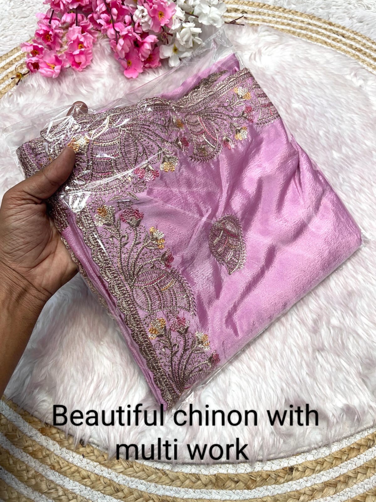 Kayatri New Soft Chinon Embroidery Work Saree