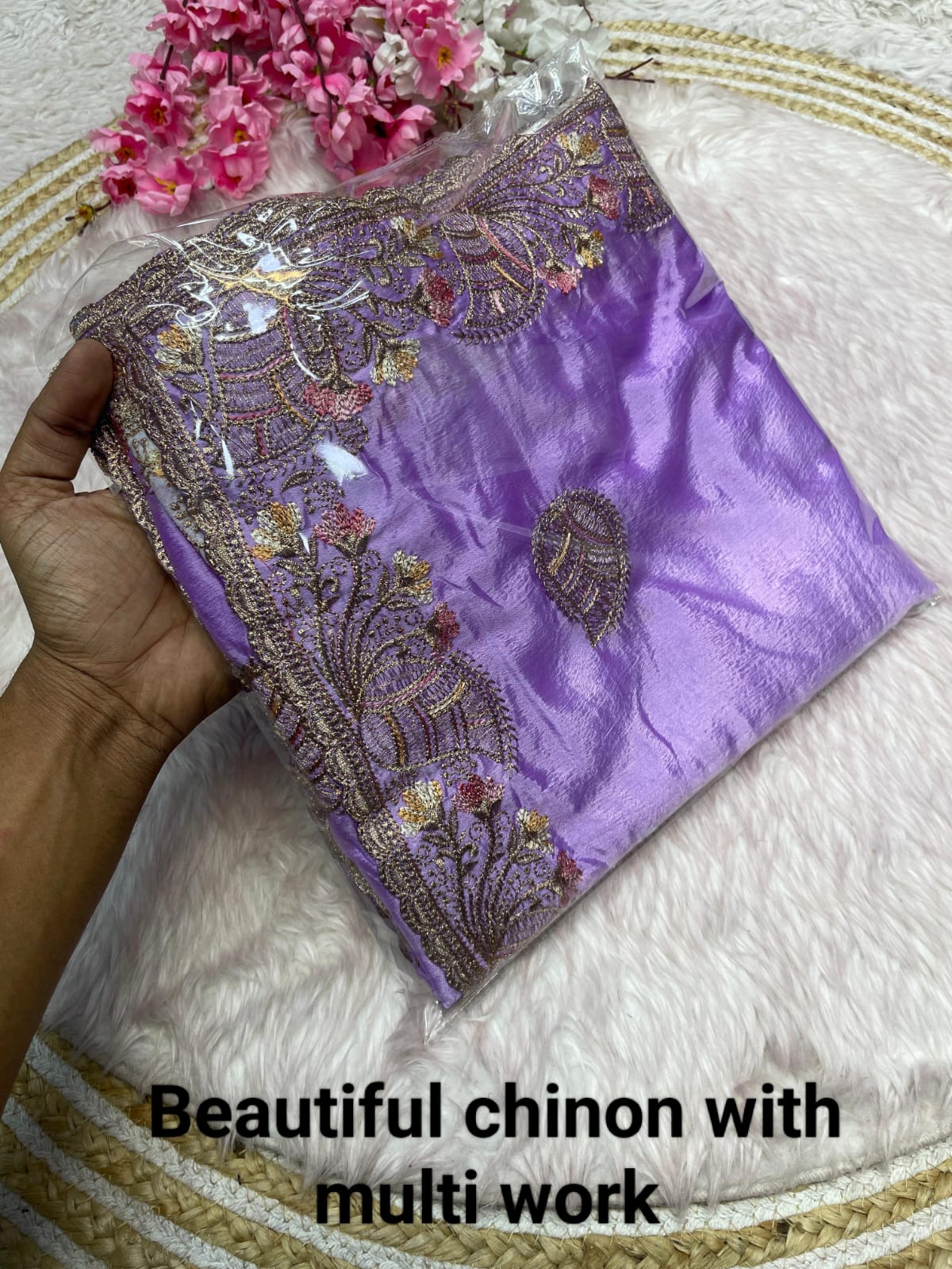 Kayatri New Soft Chinon Embroidery Work Saree