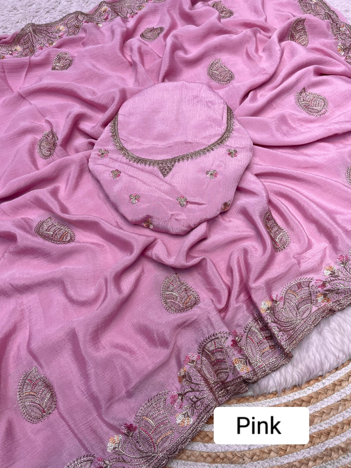 Kayatri New Soft Chinon Embroidery Work Saree