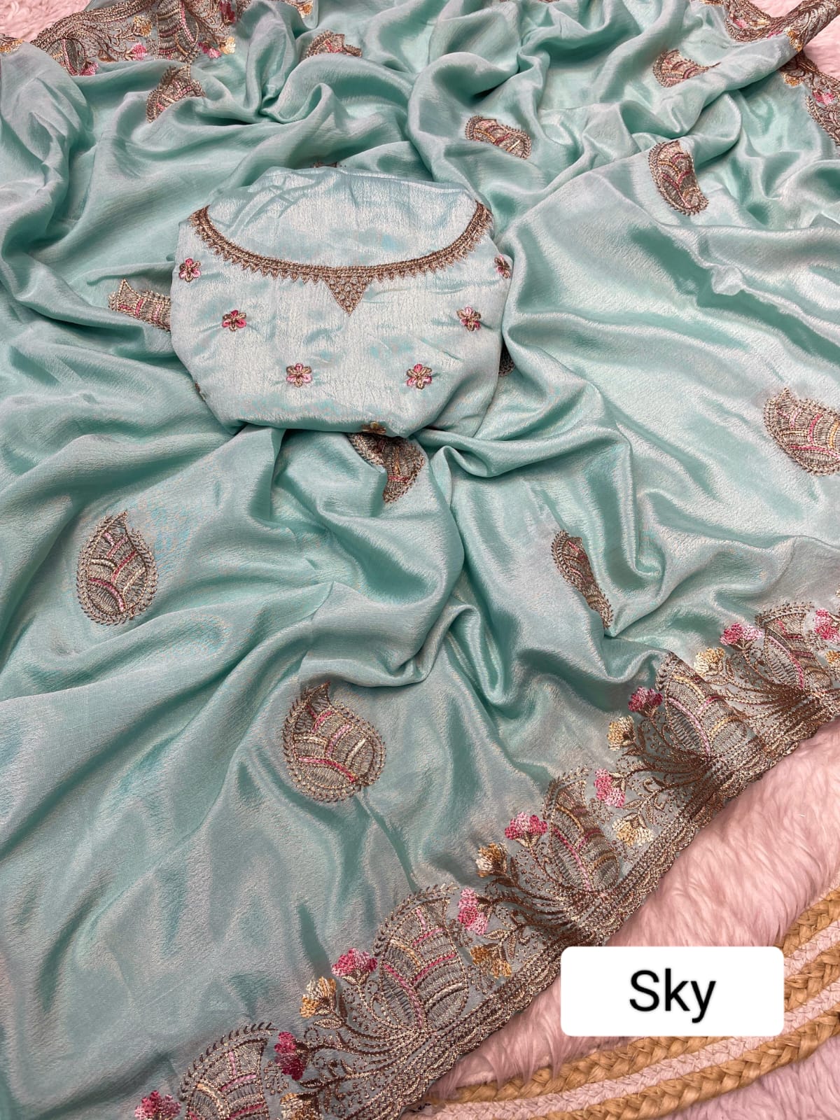 Kayatri New Soft Chinon Embroidery Work Saree