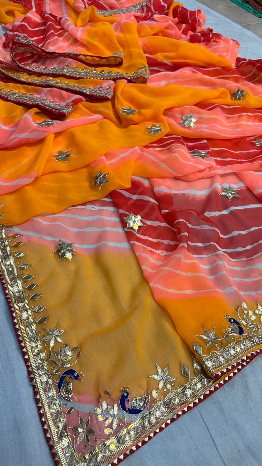 Kayatri New 60 Grm Georgette Leheriya Style Saree