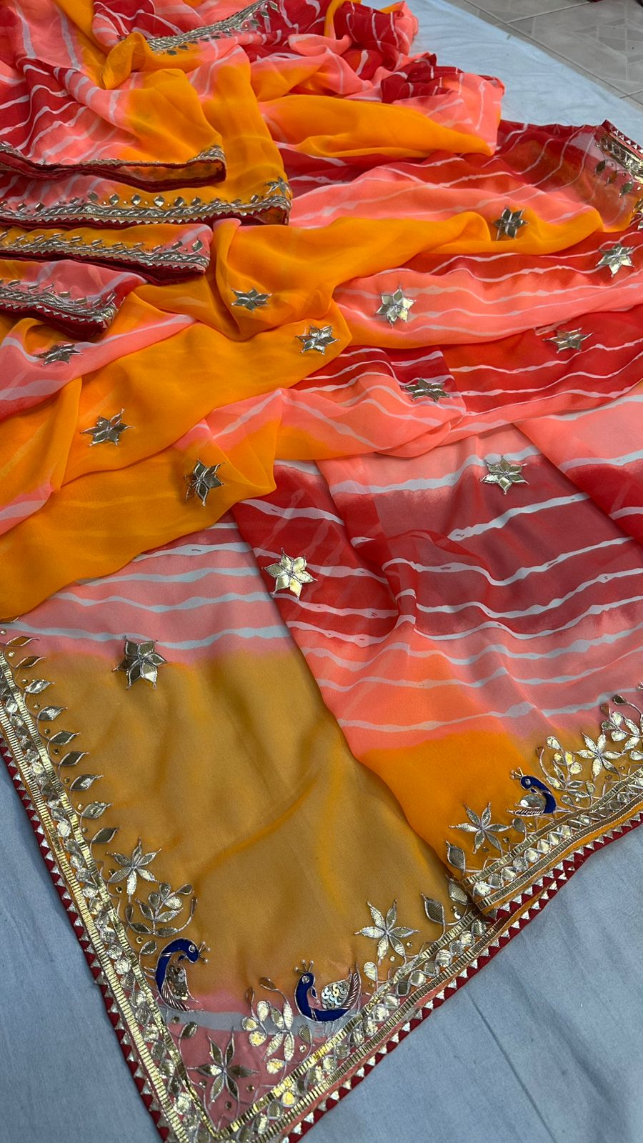 Kayatri New 60 Grm Georgette Leheriya Style Saree