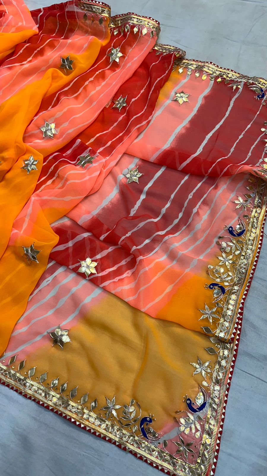 Kayatri New 60 Grm Georgette Leheriya Style Saree