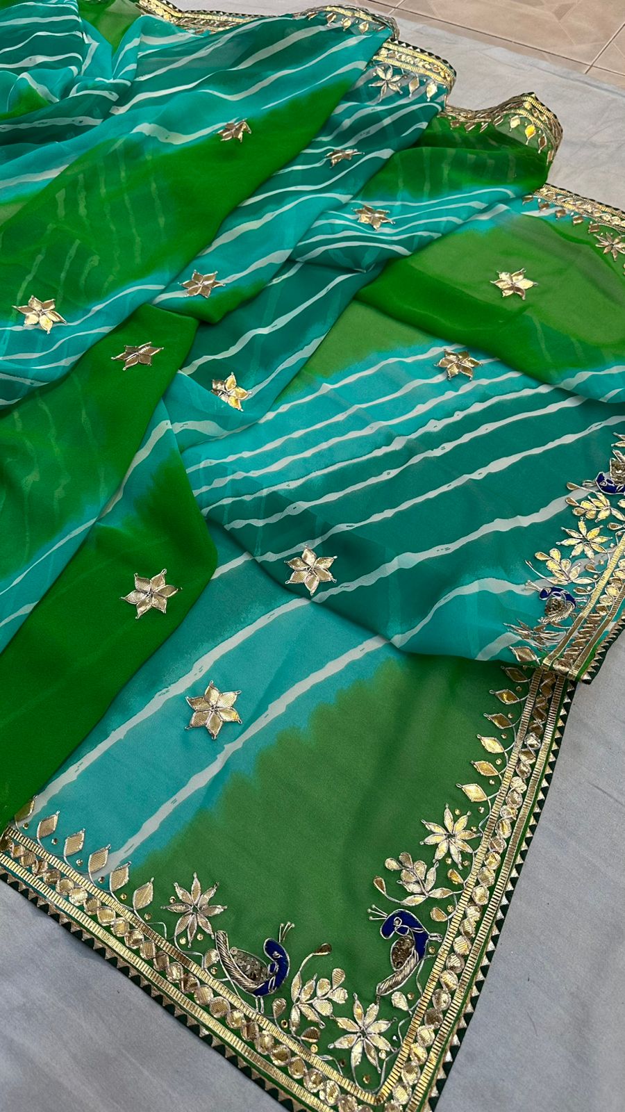 Kayatri New 60 Grm Georgette Leheriya Style Saree