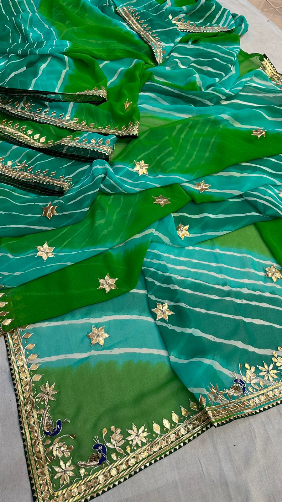 Kayatri New 60 Grm Georgette Leheriya Style Saree