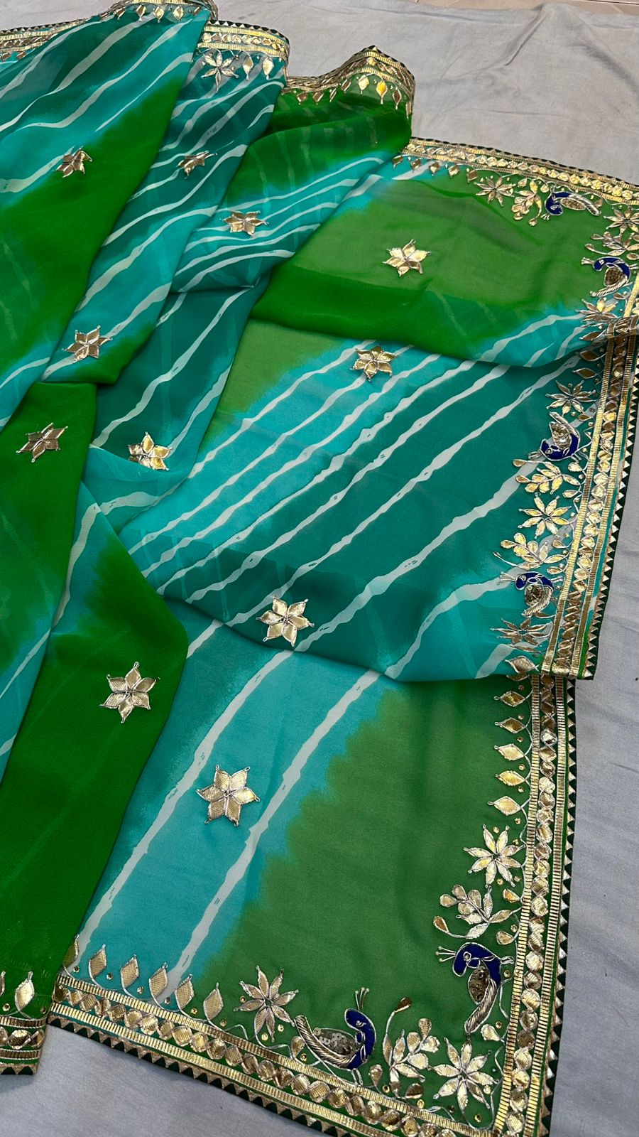 Kayatri New 60 Grm Georgette Leheriya Style Saree