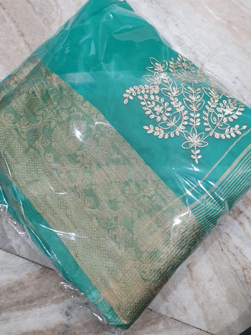 Kayatri New Pure Organza Pittan Work Leheriya Style Saree