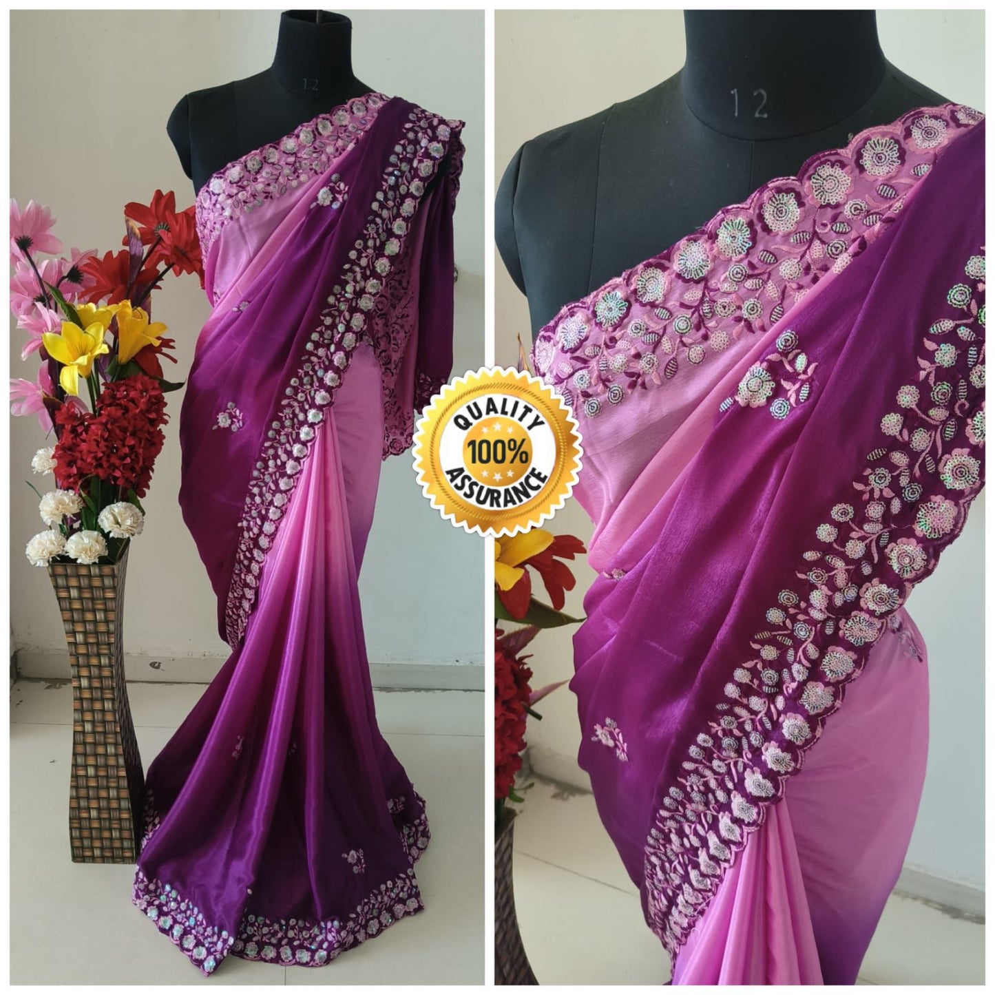 Kayatri New Chinon Heavy Sequence and Thread Work Saree