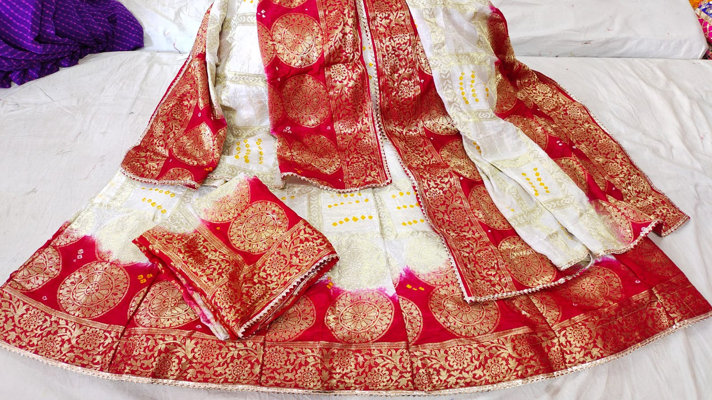 Kayatri New Ghatchola Silk Handmade Bandhej Lehenga