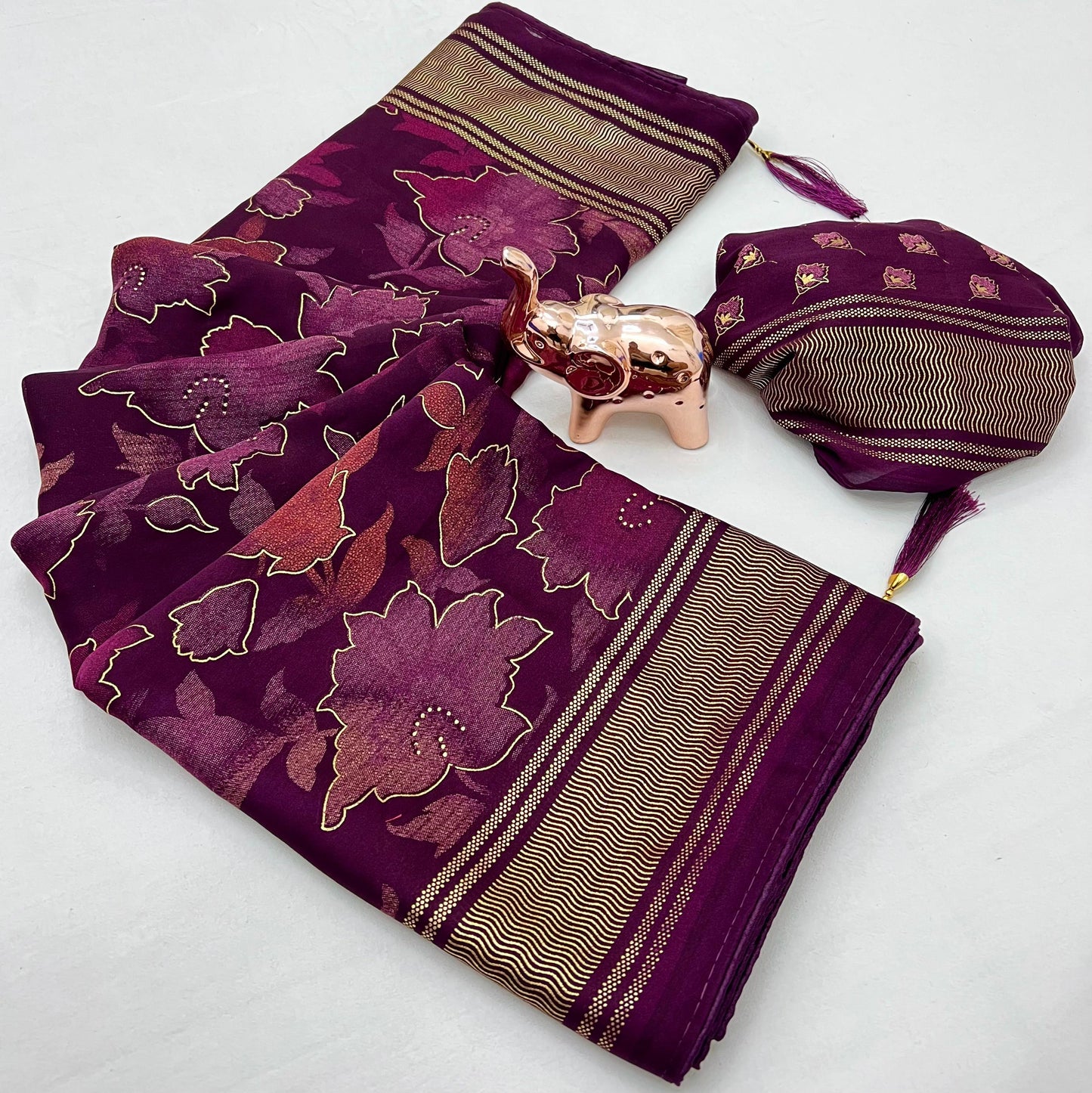Kayatri New Viscose Georgette Foil Print Saree