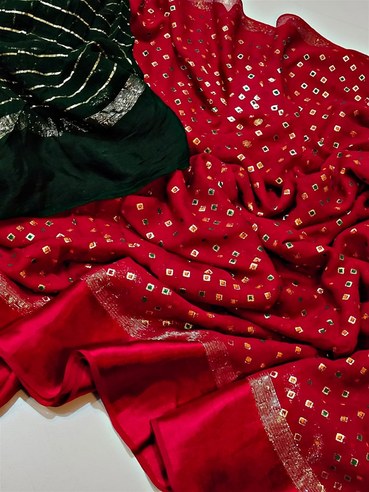 Kayatri New Soft Viscose Georgette Bandhani Style Saree