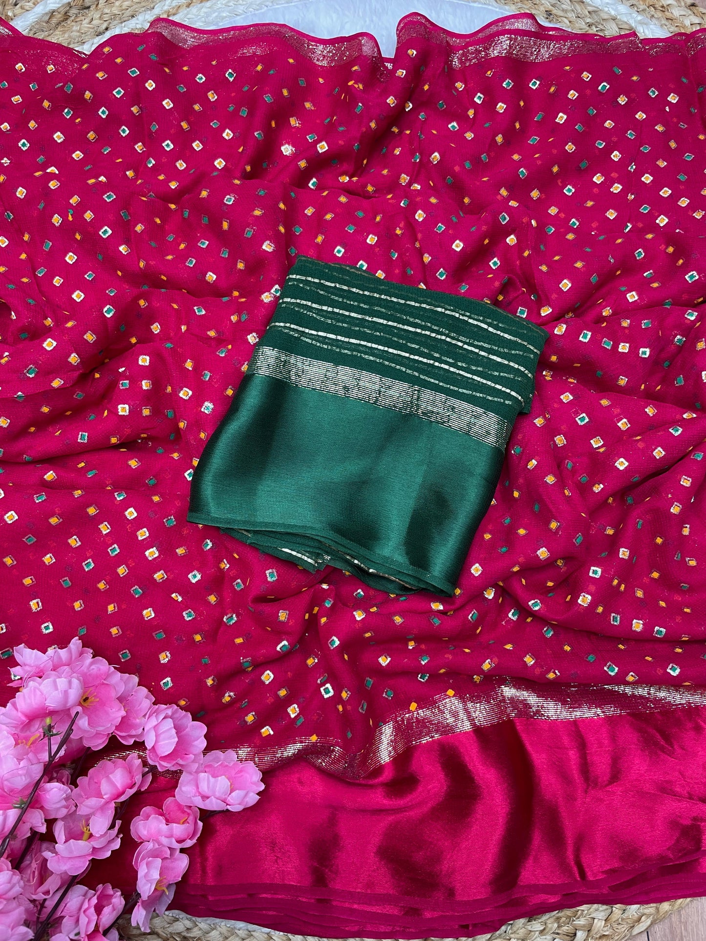 Kayatri New Soft Viscose Georgette Bandhani Style Saree