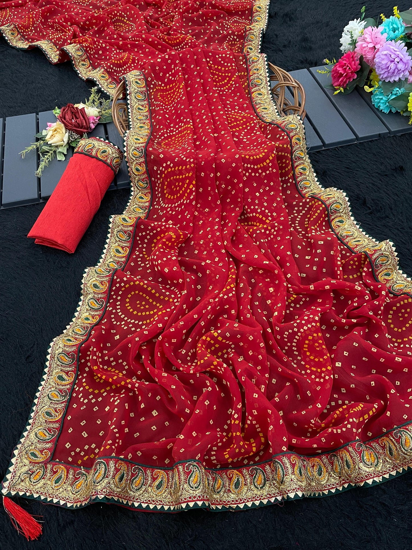 Kayatri New Viscose Georgette Gotapatti Handwork Saree