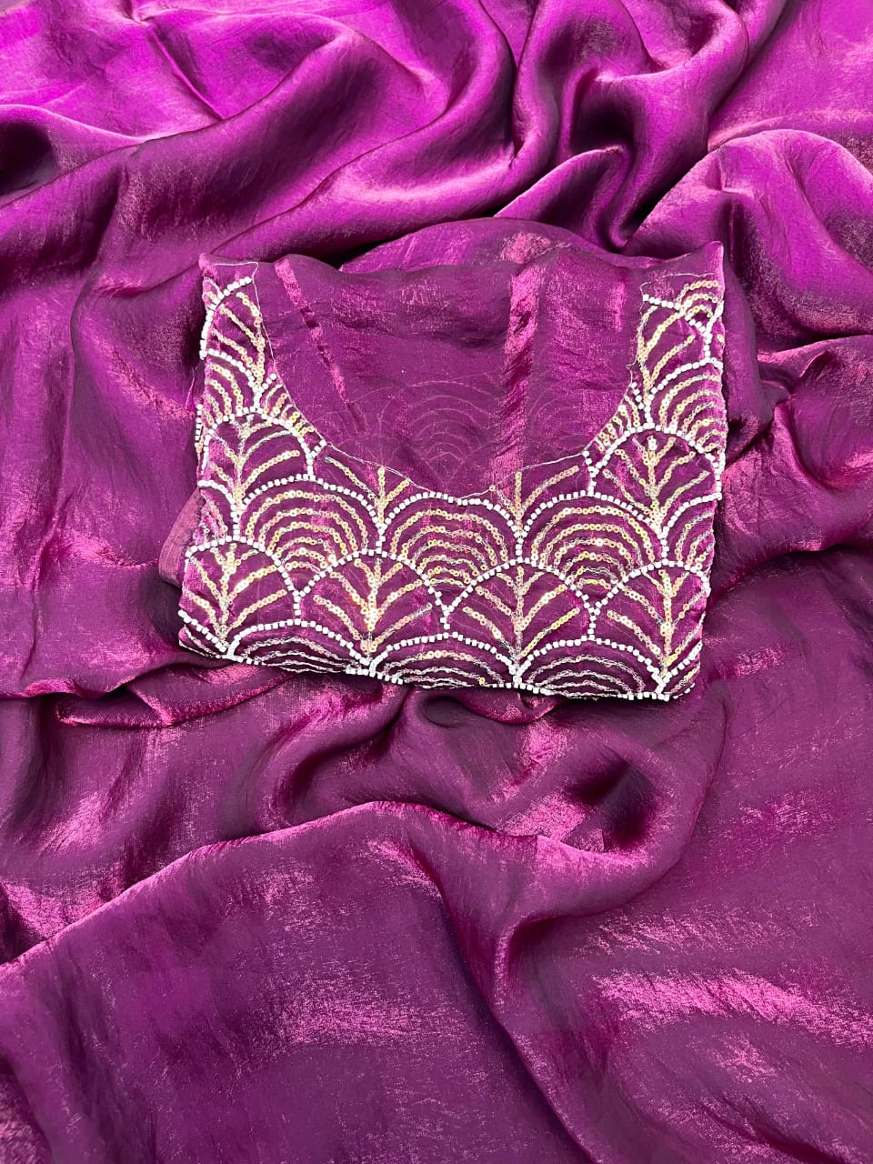 Kayatri New Designer Fandy Sattin Brits Cutdana Work Saree