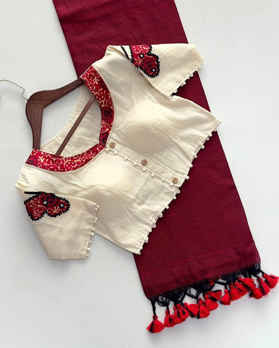 Kayatri New Khadi Cotton Apllic Work Saree