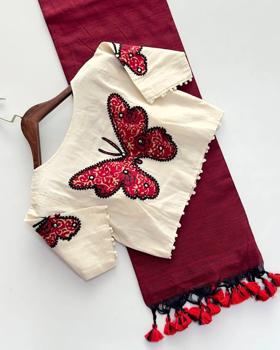 Kayatri New Khadi Cotton Apllic Work Saree