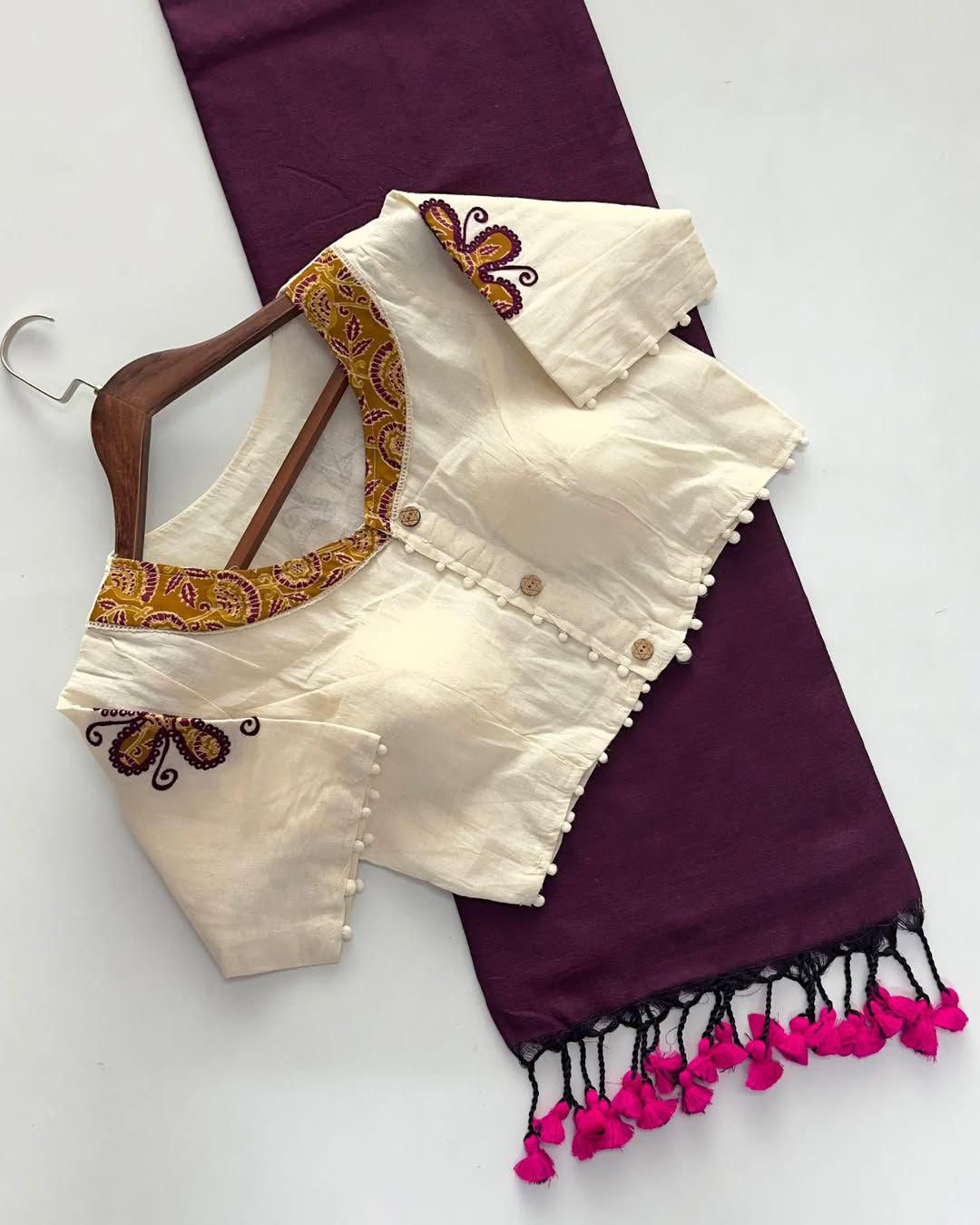 Kayatri New Khadi Cotton Apllic Work Saree
