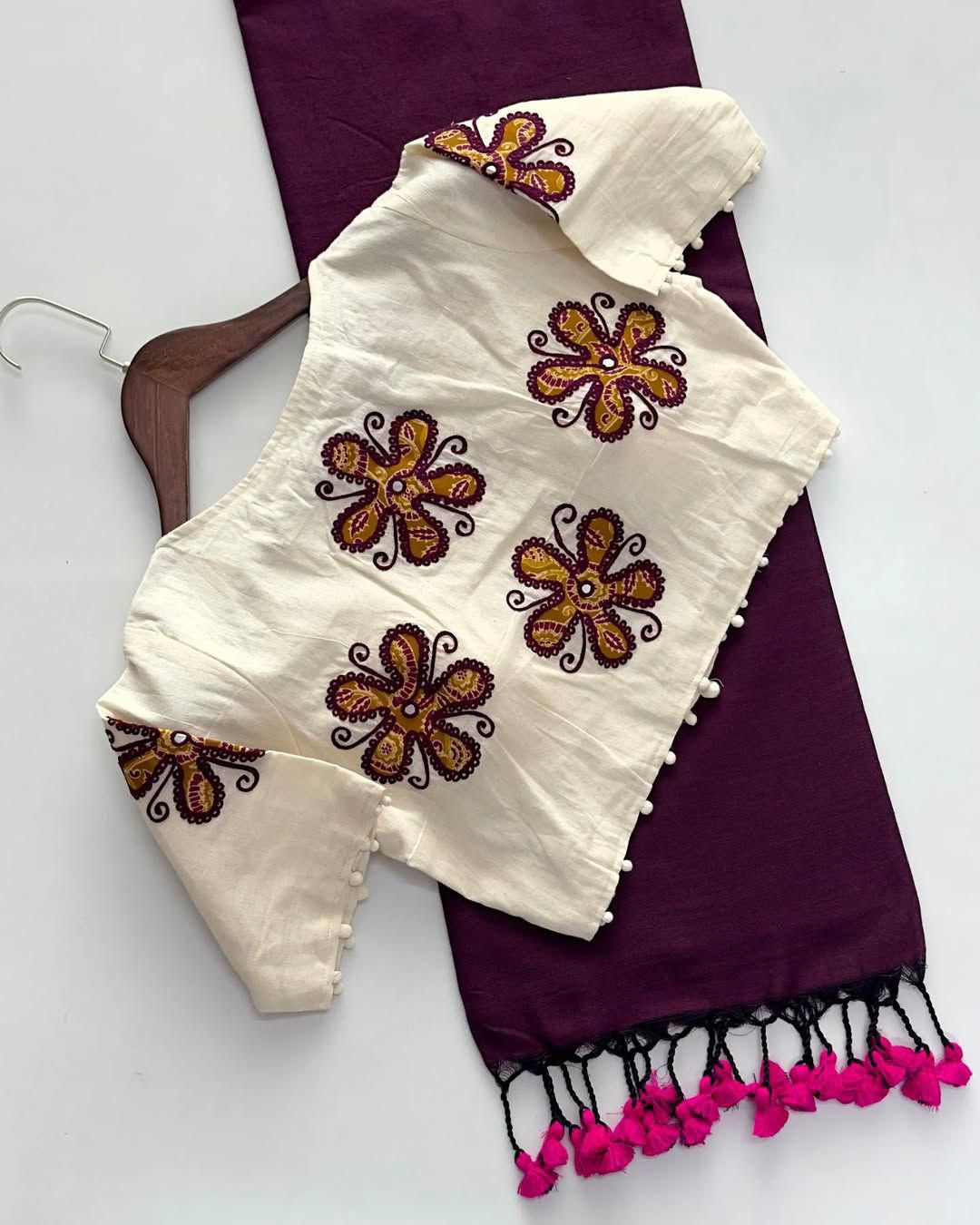 Kayatri New Khadi Cotton Apllic Work Saree