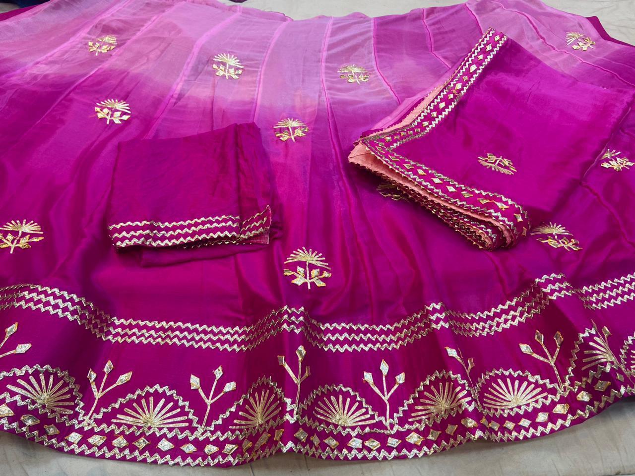 Kayatri New Pure Chinon Gotapatti Work Saree